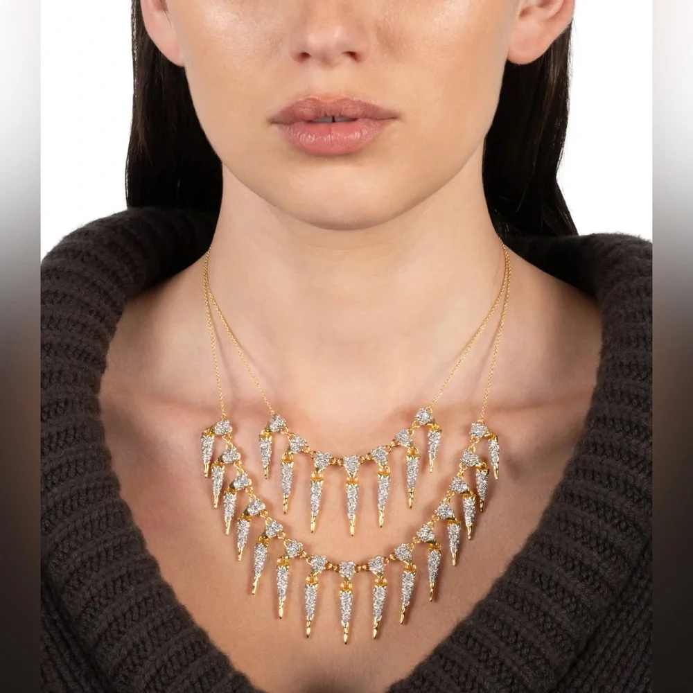 ALEXIS BITTAR • Solanales Crystal Spear Layered Fringe Necklace
